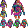 thumbnail image 1 of Sriper Women's Lightweight Tie-Dye Hoodie, Trendy Fleece Liner Pullover with Pocket, Casual Gym Wear, Plus Size Tunic Tops, Winter Clothes, Oversized Comfort Fit, 2025 Seasonal Fashion Hot Pink M, 1 of 5