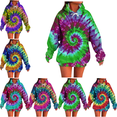 thumbnail image 1 of Sriper Women's Lightweight Tie-Dye Hoodie, Trendy Fleece Liner Pullover with Pocket, Casual Gym Wear, Plus Size Tunic Tops, Winter Clothes, Oversized Comfort Fit, 2025 Seasonal Fashion Green L, 1 of 5
