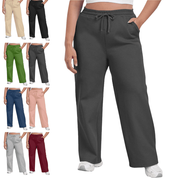 Sriper Women's Plus Size Jogger Pants Elastic Waist Wide Leg Sweatpants Loose Fit Casual Trousers Comfortable Lounge Wear Pantalones Deportivos para Mujer Dark Gray 4X