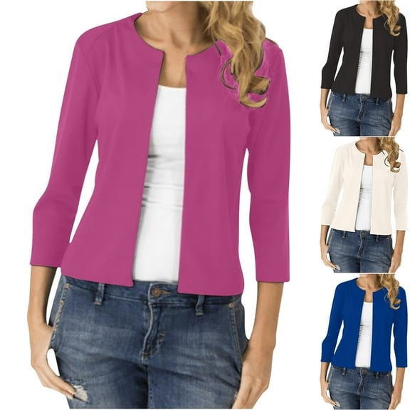 Sriper Women's Slim Fit 3/4 Sleeve Blazer, Petite Suit Jacket, Interview Outfits, Business Casual Coat, Fall Office Wear for Women Chamarras Para Mujer Red M