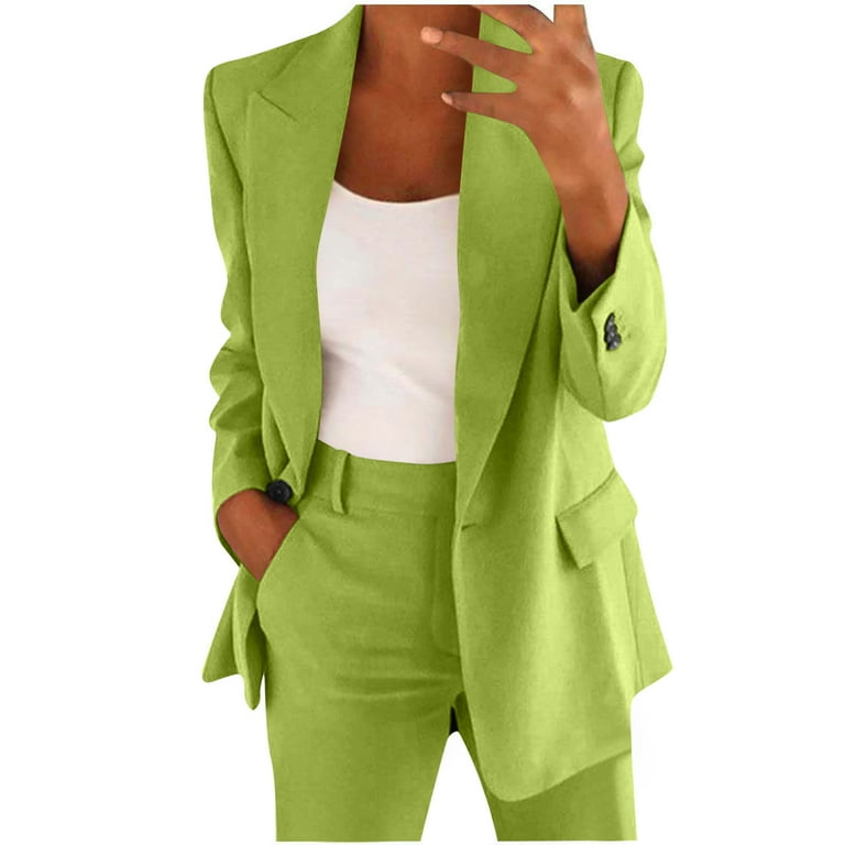 Sriper Women's Suit Jacket Set, Solid Color Long Sleeve Blazer