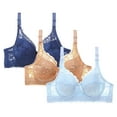 thumbnail image 1 of Mifsaly Women's Underwear and Bras 3 Pack,Cooling Bras Pack,Wireless Push Up Bralette Set,Solid Color Daily Bra Underwear No Rims Bracieles Para Mujeres,Navy 2X, 1 of 2