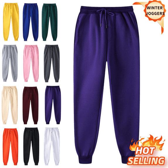 Sriper Women's Velvet Lined Winter Sweatpants Plus Size Thermal Joggers with Elastic Waist,Wide Leg Lounge Pants for Running & Fitness Purple 5X
