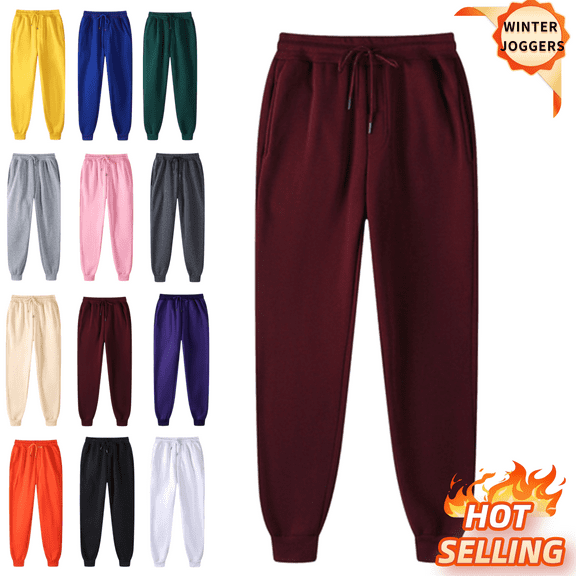 Sriper Women's Velvet Lined Winter Sweatpants Plus Size Thermal Joggers with Elastic Waist,Wide Leg Lounge Pants for Running & Fitness Wine 4X