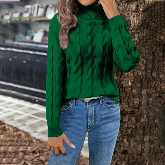 Sriper Womens Cable Knit Sweater Long Sleeve Warm Chunky Turtleneck Sweaters Casual Cozy Soild Color Pullover Tops Work Early Fall Fashion Outfits