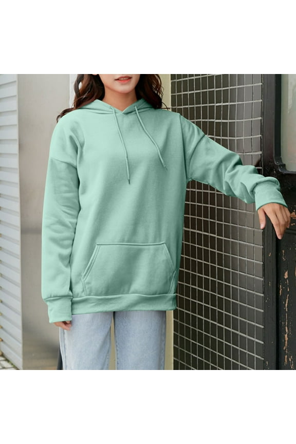 Womens Casual Fall Hoodie, Cute Trendy Pullover with Pockets, Oversized Cotton Sweatshirt, Streetwear , 2025 Fashion Top, Sudadera Mujer Otoño-Invierno Green X2x