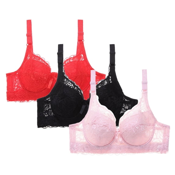 Sriper Womens Cotton Sports Bra Padded 3 Pack,Wireless Bralette without Padding,Supportive Bras Large Bust Wide Straps,Everyday Basic Sleeping Bra Bracieles Para Mujeres,Pink XL