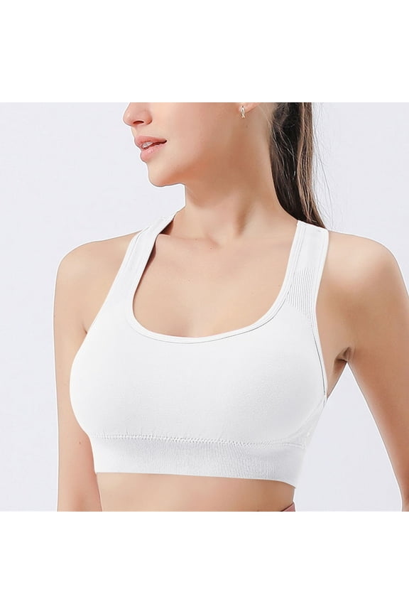 Womens Cotton Sports Bra,Wireless Workout Bralette Support Back, Correa Para Mujer,White L