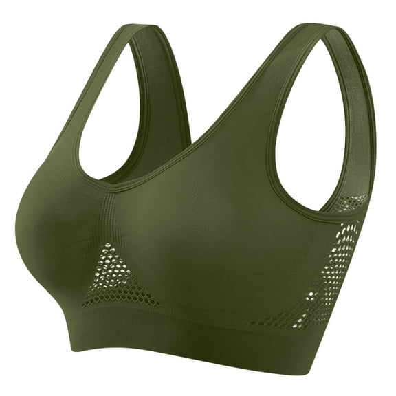 Sriper Womens Cotton Sports Sport Bras 46C,34C Wireless Workout Bralette Set, Sostenes Para Mujer Levanta Busto,Army Green 5X