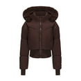 thumbnail image 1 of Sriper Womens Cropped Padded Jacket Zip up Thick Warm Quilted Jackets Thermal Fashion Fuzzy Hooded Outerwear with Thumb Hole 2025 Winter Windproof Puffy Coats Fit Casual Motorcycle, 1 of 8