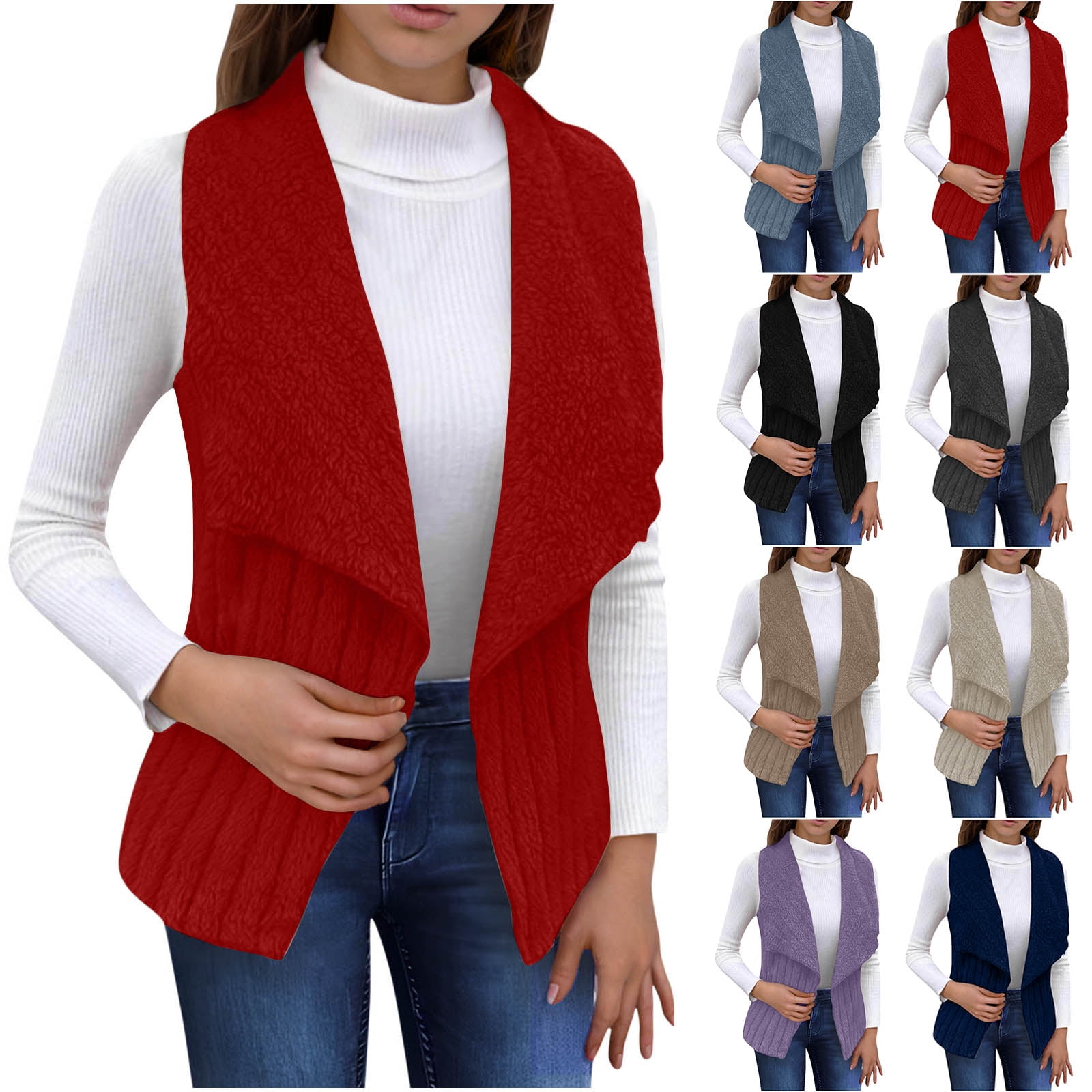 Sriper Womens Fleece Jacket Sherpa Lined Zip Up Plaid Flannel Coat Open ...