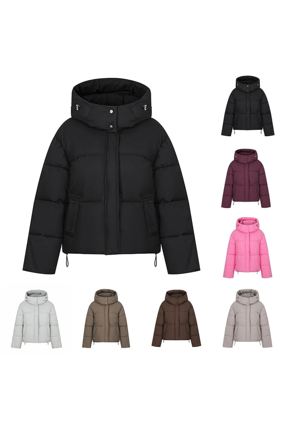 Womens Padded Jacket Zip up Stand Collar Windproof Thermal Quilted Coats Long Sleeve Thick Warm Down Coat Soild Color Fashion Casual Winter Outerwear Snow 2025 Trendy Clothes Fit Going Out