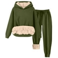 thumbnail image 1 of Sriper Workout Sets for Women 2 Piece Lounge Outfits Fleece Lined Thermal Hooded Sweatshirt Long Sleeve Warm Hoodie Comfy Jacket Coat Elastic Waist Sweatpants Tracksuit Loungewear Fit Gym Workout, 1 of 7