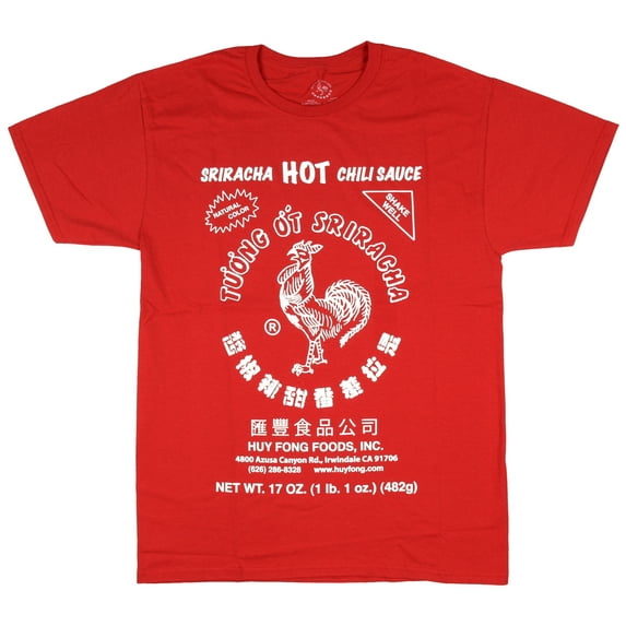 Sriracha Men's Hot Chili Sauce T-Shirt (Red, Large)
