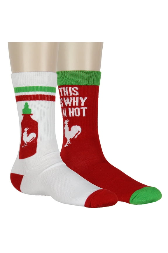 Sriracha Men's Socks This Is Why I'm Hot Chili Sauce Design 2 Pairs Adult Mid-Calf Crew Socks Shoe Size 8-12