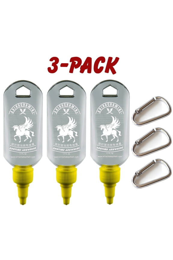 Sriracha Mini Hot Sauce Keychain Bottle 3-Pack, 1.7oz (Sauce Not Included)