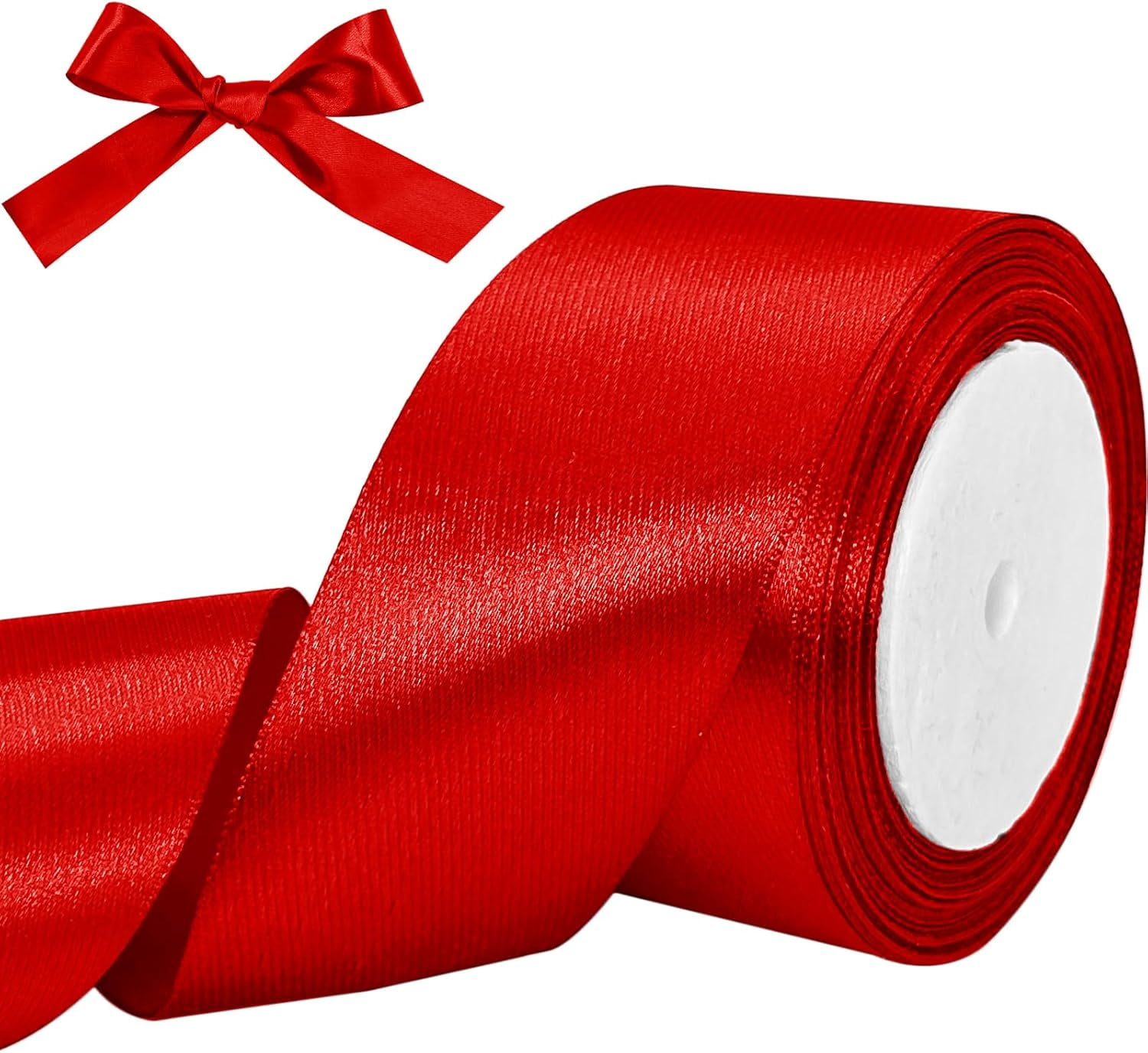 Srix 2 Inch Satin Ribbon, 25 Yards Red Satin Ribbon, Fabric Ribbon for ...