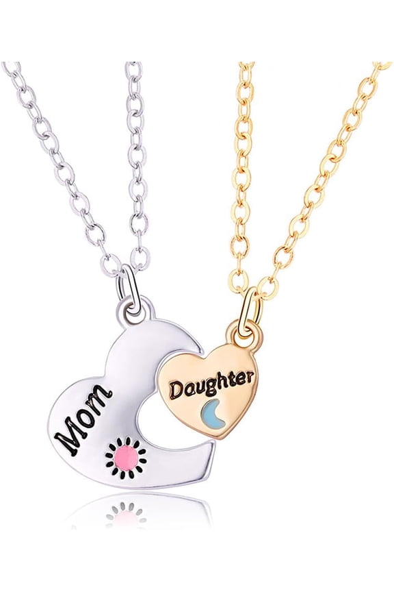 Srix Mother Daughter Christmas Birthday Gifts for Mom Daughters Heart Necklaces for 2 Daughter Mom Mothers Day Gift for Mother Daughter Matching Necklaces for Mommy Daughter Long A416