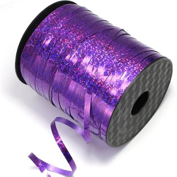 Srix Purple Curling Ribbon Glitter Ribbon, 500 Yards/1 Roll Metallic Balloon Ribbon, Plastic Ribbon for Gift Wrapping, Balloon String, Curly Ribbon, Birthday Party Decorations (5mm A416