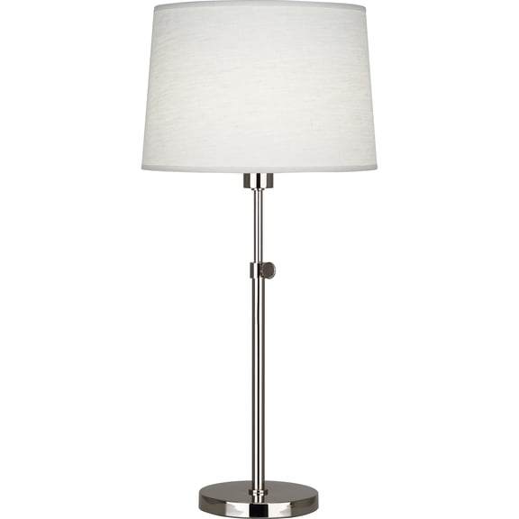 Srkashlteni Adjustable Height Polished Nickel Table Lamp with Oyster Linen Shade - Contemporary Lighting Fixture for Transitional Spaces