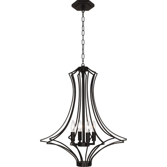 Srkashlteni Collection Chandelier | Deep Patina Bronze Finish | E12 Candelabra Socket | 4-Bulb Metal & Glass Lighting Fixture | UL Listed for Dry/Damp Locations | 22-inch Width, 24.75-inch Height