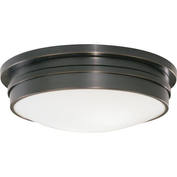 Srkashlteni Collection Deep Patina Bronze Flushmount Light Fixture with White Frosted Glass Shade - Elegant Ceiling Lighting for Dry/Damp Locations