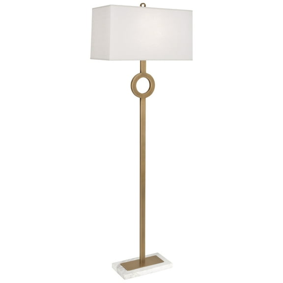 Srkashlteni Collection Floor Lamp - Modern Minimalist Lighting with Marble Base & Brass Finish - Elegant Shannon Oyster Linen Shade - 150W, Full Range Dimmer, UL Listed