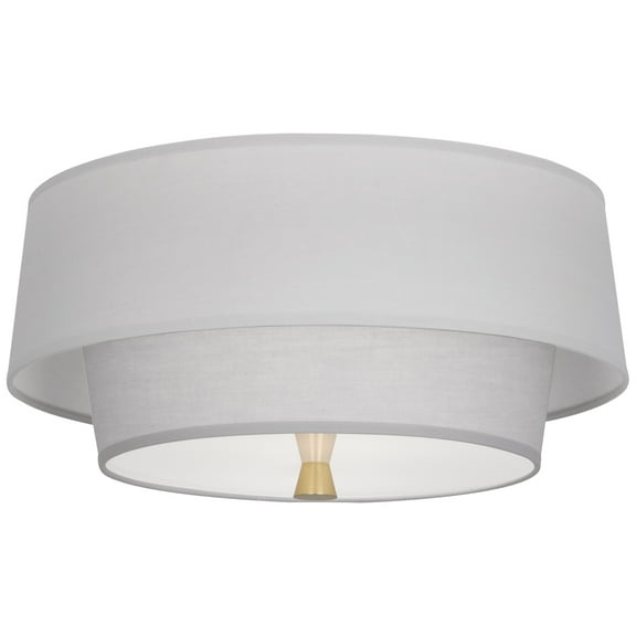 Srkashlteni Collection Flushmount Ceiling Light - Modern Brass, Gray Fabric Shades, 2-Bulb Medium E26 Socket - Stylish Lighting Fixture for Home, UL Listed for Dry Location