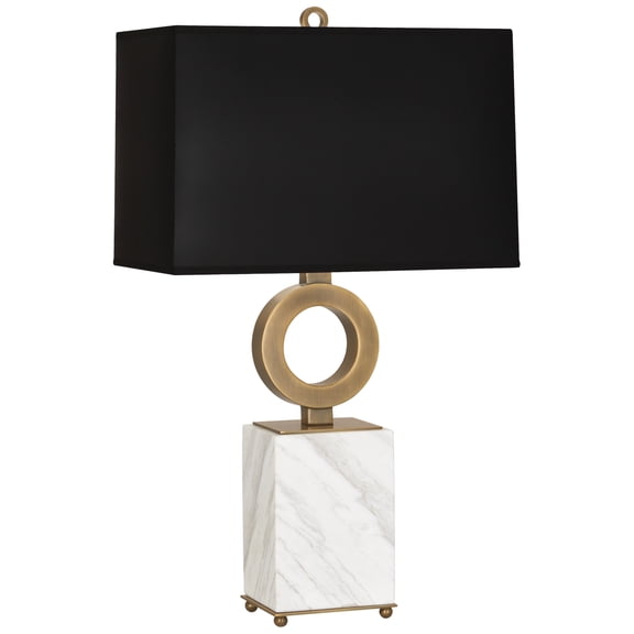 Srkashlteni Collection Table Lamp Timeless Minimalist Design with Warm Brass Finish and White Marble Base, 28-Inch Height, Full Range Dimmer, Ideal for Any Dcor