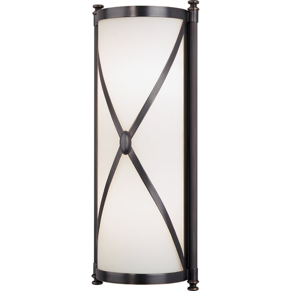 Srkashlteni Deep Patina Bronze Wall Sconce with Frosted White Glass Shade - Elegant Crisscross Design, Medium Porcelain E26 Socket, UL Listed for Dry or Damp Locations