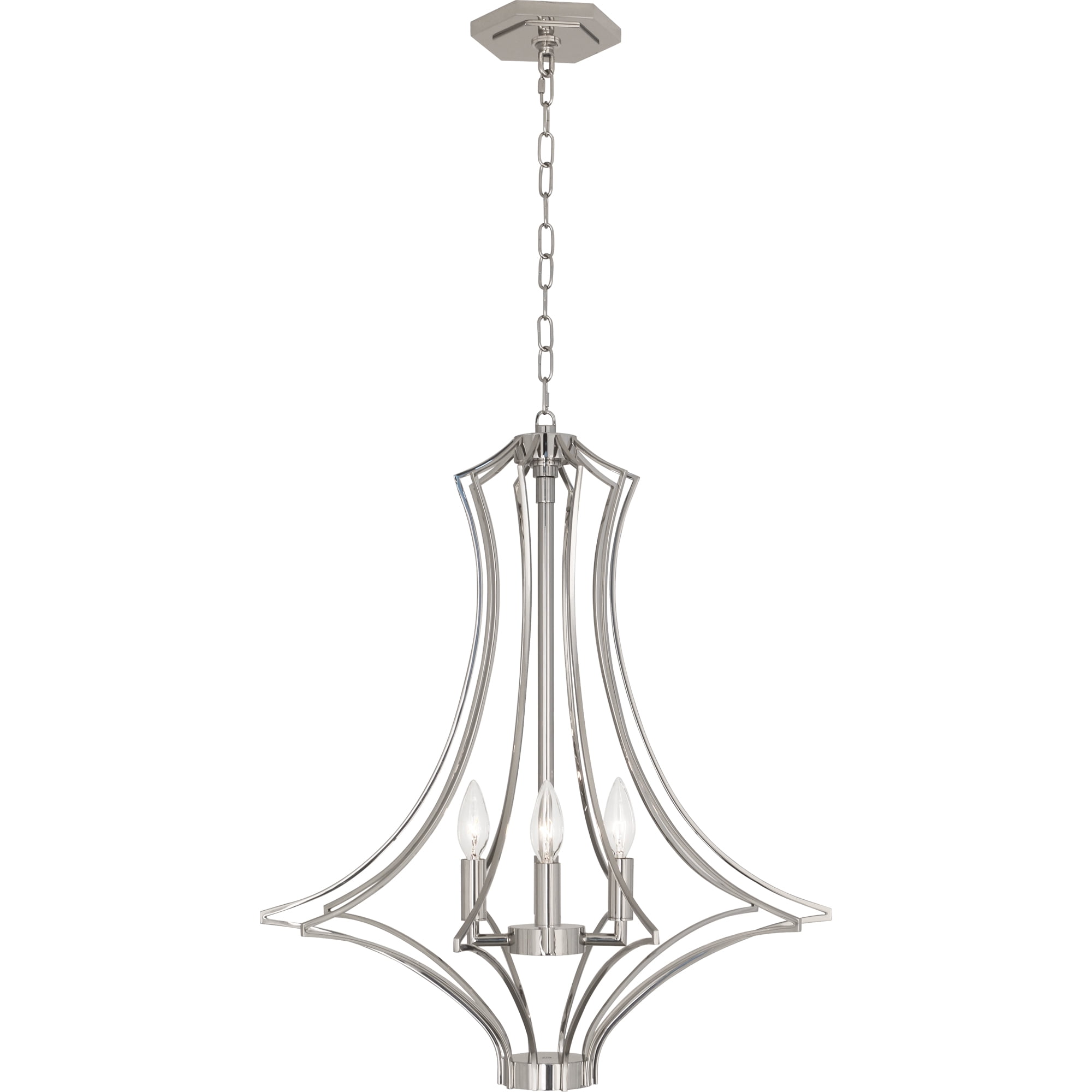 Srkashlteni Elegant Curved Chandelier - Polished Nickel Transitional Lighting Fixture, 4 Bulbs, UL Listed for Dry or Damp Locations