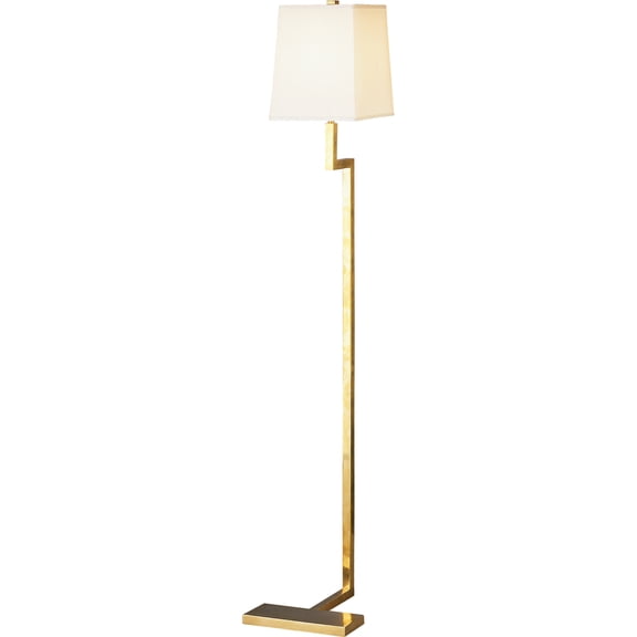 Srkashlteni Natural Brass Floor Lamp with Rectangular Snowflake Fabric Shade - Modern 48.75 Tall Lighting Fixture with Full Range Dimmer Switch, UL Listed for Dry Location