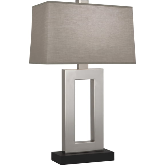 Srkashlteni Natural Brass Table Lamp with Rectangular Snowflake Fabric Shade - 29.5 Modern Accent Lighting for Home Decor - Antique Silver Finish, E26 Socket, UL Listed