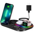thumbnail image 1 of Srliya Wireless Charger, 3 in 1 Wireless Charging Station with Digital Clock and Colorful Light, for Apple Watch/iPhone/13/12/11/Pro/Pro Max Samsung Galaxy S6 Series Phone With QC3.0 Adapter-Black, 1 of 5
