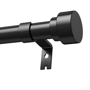 Srofufon Black 1 inch Adjustable  Single Window Curtain Rods with Modern Finial - 28 - 48 Inches