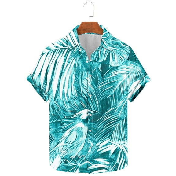 Srogem Hawaiian Shirt for Men Casual Short Sleeve Button Down Floral Tropical Summer Vacation Beach Printed Aloha Shirts