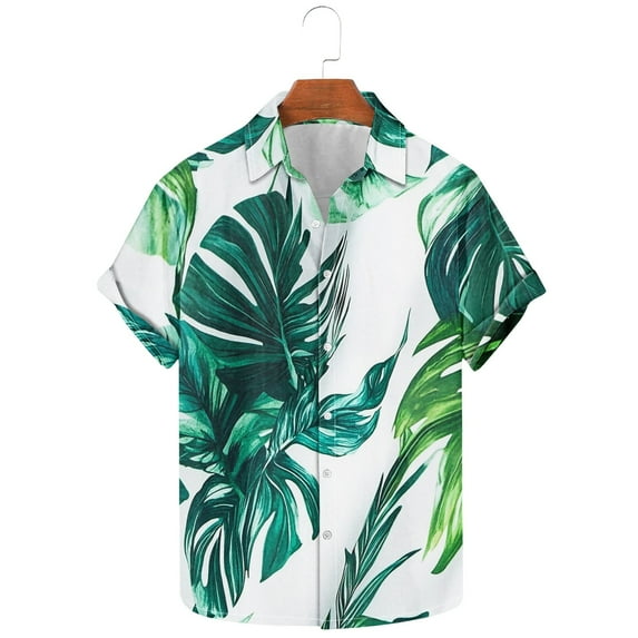 Srogem Hawaiian Shirt for Men Short Sleeves Printed Casual Button Down Summer Beach Dress Shirts Casual Holiday Tops