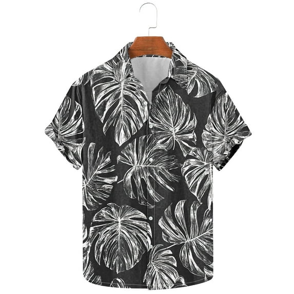 Srogem Hawaiian Shirt for Men Short Sleeves Printed Casual Button Down Summer Beach Dress Shirts Casual Holiday Tops