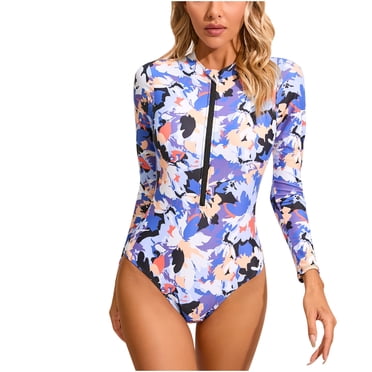 Modest Bathing Suit For Women Century Star Women's Long Sleeve Rash Guard One Piece Swimsuit - UPF 50 Sun Protection, Quick Dry, Full Coverage Long Sleeve Bathing Suit
