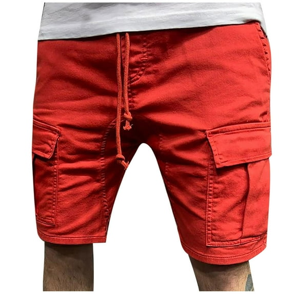 Srogem Men's Drawstring Cargo Shorts Relaxed Fit Shorts with Pockets Work Hiking Summer Athletic Shorts