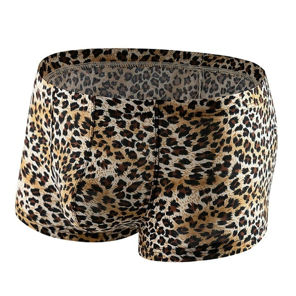 Srogem Men's Sexy Underwear Breathable Boxer Briefs Soft Stretch Trunks Summer Fashionable Leopard Boxer Brief