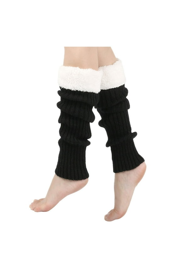 Winter Fleece Lined Leg Warmers for Women Knit Long Leg Warmers Warm Fleece Lined Boot Socks for Skating Daily Wear