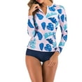 thumbnail image 1 of Srogem Women's 2 Piece Rash Guard Long Sleeve Zipper Bathing Suit with Bottom Swimsuit Sun Protection Swimwear, 1 of 1