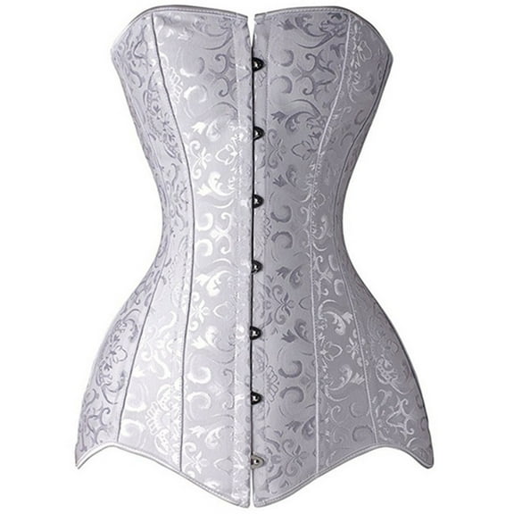 Srogem Women's Boned Longline Overbust Sexy Corset Hourglass Waist Training Bustier Heavy Duty Waist Shapers for Wedding