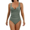 thumbnail image 1 of Srogem Women's One Piece Swimsuit Tummy Control Slimming Push Up Bra Bathing Suits Wrap Twist 1 Piece Swimwear, 1 of 7