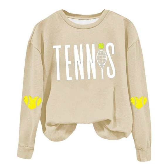 Srogem Women’s Tennis Club Sweatshirts Vintage Tennis Preppy Sweatshirt Long Sleeve Crew Neck Valentine's Day Sweatshirt