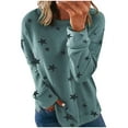 thumbnail image 1 of Srogem Womens Crew Neck Star Graphic Pullover Tops Spring Fall Casual Long sleeve Oversized Sweatshirt, 1 of 5