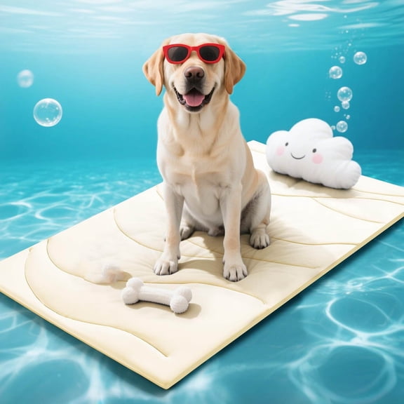 Srugzu Pet Cooling Mat for Small Dog Cat, 20*16in Breathable Summer Washable Cold Pet Blanket, Soft Durable Self Cooling Dog Mat for Hot Weather, Beige