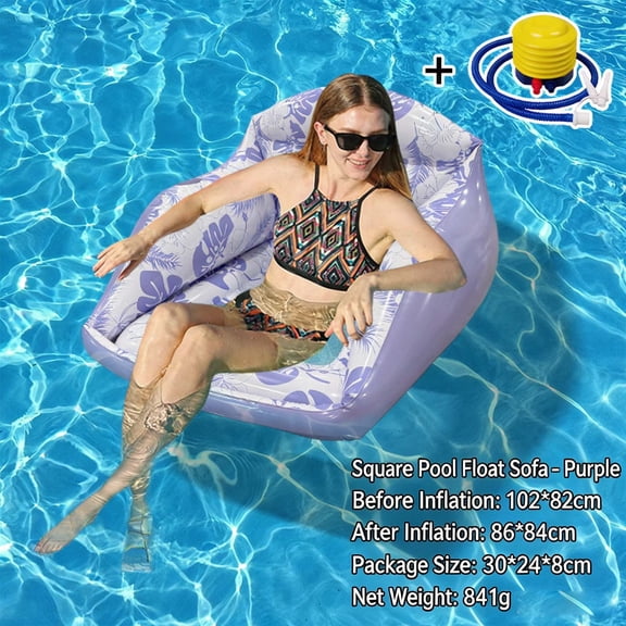 Sruoe 2 In 1 U Inflatable Pool Chair, 33.8×33 In Mesh Seat Floating Water Sofa with Cup Holder, Leakproof Thick PVC Portable Pool Float, For Sunbathing Lake Beach Trip Holiday Pool Pool Essentials