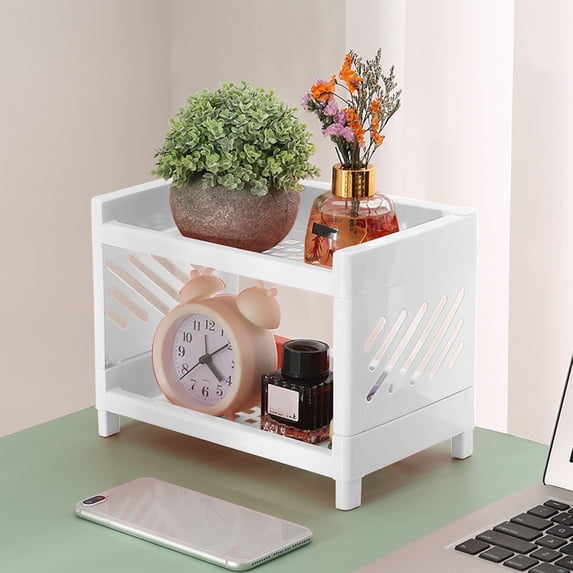 Sruoe 2-Tier Desktop Shelf Kitchen Organizer, Countertop Mug Holder, Multi-Functional Storage Organizer for Cups Spice Rack, Desktop Shelves & Shelf Units, Storage Rack Countertop Organizer for Home